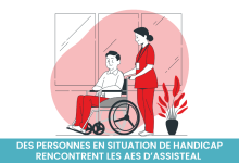 Des personnes en situation de handicap rencontrent les AES d’Assisteal apprenants accompagnants